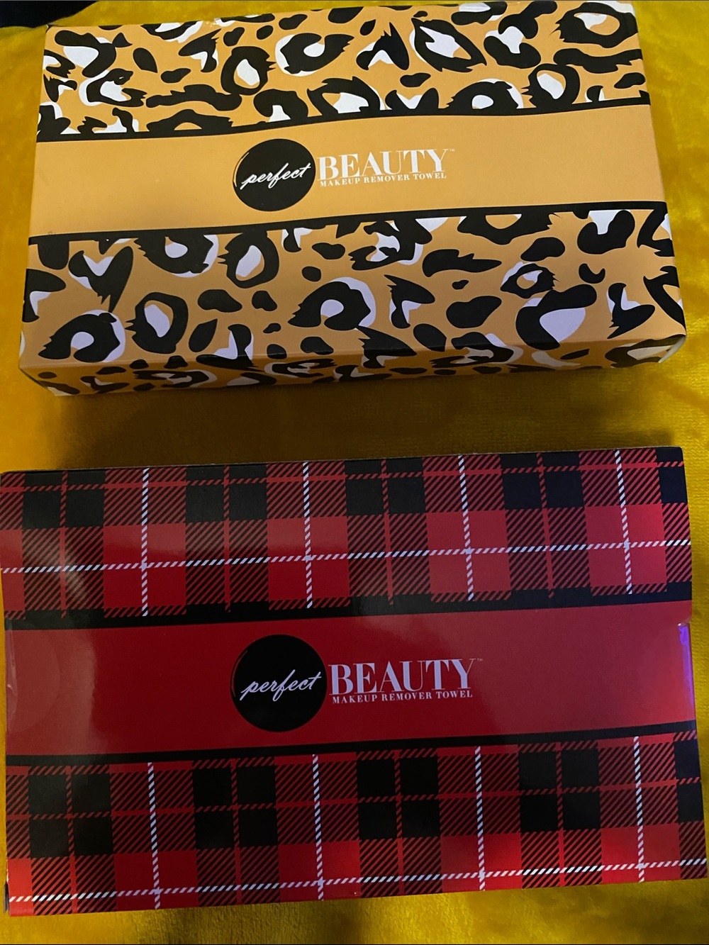Perfect Beauty Makeup Remover Towels - Leopard & Red Plaid Sets